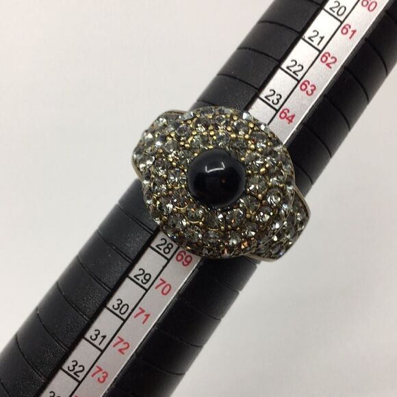 Heidi Daus size 11 3/4 Bold & Beautiful Statement Ring Brushed Gold Tone Black - Picture 16 of 16
